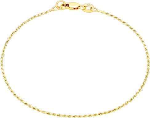 Nuragold 10K الذهب الأصفر الحقيقي 1 مم الصلبة حبل سلسلة قطع الماس سوار أو خلخال (7 "-9") مجوهرات إيطالية للرجال والنساء in Kuwait
