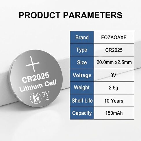 CR2025 Battery 40 Pack, CR2025 3V Lithium Battery, 10-Year Shelf Life Leak-Proof DL2025 ECR2025 BR2025 CR 2025 Batteries for Key Fob Coin Cell in Kuwait