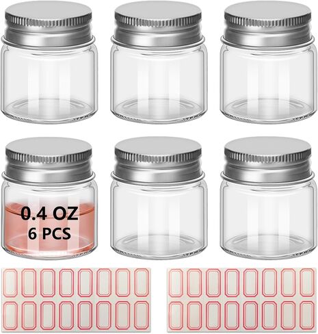 6Pcs 15ML 0.5oz 1.2"X1.6" Small Glass Mini Jars with Metal Lids Message Bottle Terrarium Jar Tiny Wishing Bottles miniature Sand Art Bottles Sample for DIY Crafts (6, 0.5oz) in Saudi Arabia