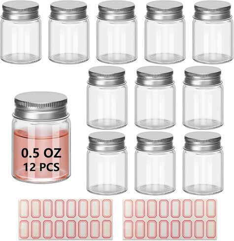 6Pcs 15ML 0.5oz 1.2"X1.6" Small Glass Mini Jars with Metal Lids Message Bottle Terrarium Jar Tiny Wishing Bottles miniature Sand Art Bottles Sample for DIY Crafts (6, 0.5oz) in Saudi Arabia