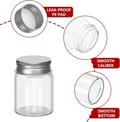 6Pcs 15ML 0.5oz 1.2"X1.6" Small Glass Mini Jars with Metal Lids Message Bottle Terrarium Jar Tiny Wishing Bottles miniature Sand Art Bottles Sample for DIY Crafts (6, 0.5oz) in Saudi Arabia