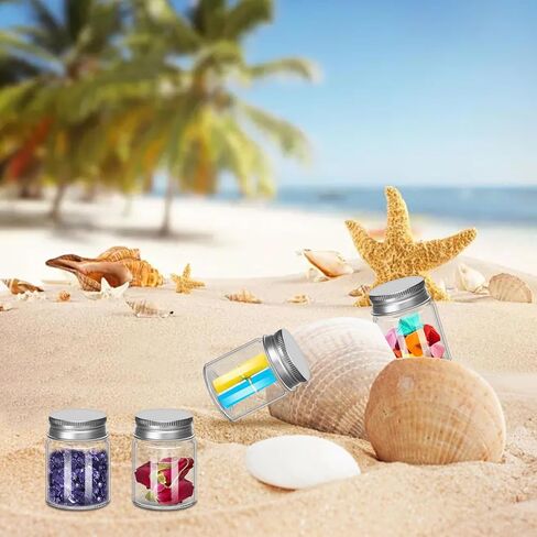 6Pcs 15ML 0.5oz 1.2"X1.6" Small Glass Mini Jars with Metal Lids Message Bottle Terrarium Jar Tiny Wishing Bottles miniature Sand Art Bottles Sample for DIY Crafts (6, 0.5oz) in Saudi Arabia