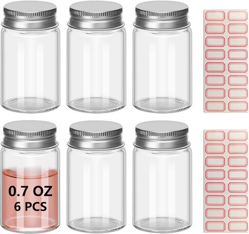 6Pcs 15ML 0.5oz 1.2"X1.6" Small Glass Mini Jars with Metal Lids Message Bottle Terrarium Jar Tiny Wishing Bottles miniature Sand Art Bottles Sample for DIY Crafts (6, 0.5oz) in Saudi Arabia