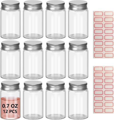 6Pcs 15ML 0.5oz 1.2"X1.6" Small Glass Mini Jars with Metal Lids Message Bottle Terrarium Jar Tiny Wishing Bottles miniature Sand Art Bottles Sample for DIY Crafts (6, 0.5oz) in Saudi Arabia