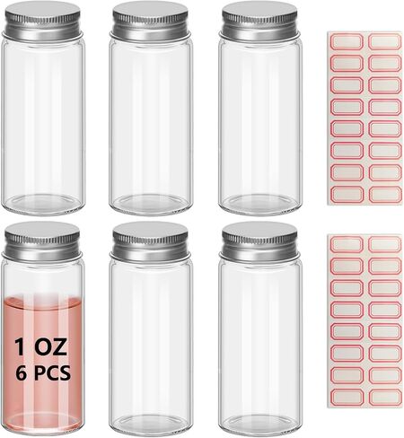 6Pcs 15ML 0.5oz 1.2"X1.6" Small Glass Mini Jars with Metal Lids Message Bottle Terrarium Jar Tiny Wishing Bottles miniature Sand Art Bottles Sample for DIY Crafts (6, 0.5oz) in Saudi Arabia