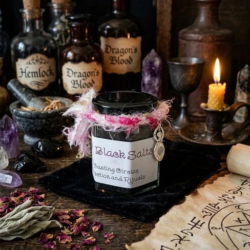 Witchcraft Ritual Kit - Graveyard Dirt, Black Salt, Crossroads Dirt & Witch's Ash Set - 4 Jars for Protection, Banishing, Divination & Spell Casting - Wiccan Altar Supplies & Pagan Gifts in Saudi Arabia