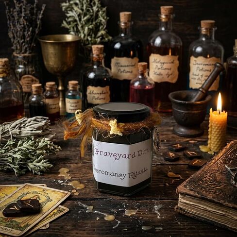 Witchcraft Ritual Kit - Graveyard Dirt, Black Salt, Crossroads Dirt & Witch's Ash Set - 4 Jars for Protection, Banishing, Divination & Spell Casting - Wiccan Altar Supplies & Pagan Gifts in Saudi Arabia