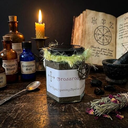 Witchcraft Ritual Kit - Graveyard Dirt, Black Salt, Crossroads Dirt & Witch's Ash Set - 4 Jars for Protection, Banishing, Divination & Spell Casting - Wiccan Altar Supplies & Pagan Gifts in Saudi Arabia