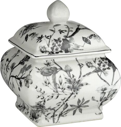 Prentiss 7 1/4" High Black and White Cottage Core Ceramic Ginger Jar with Lid - Dahlia Studios in Saudi Arabia