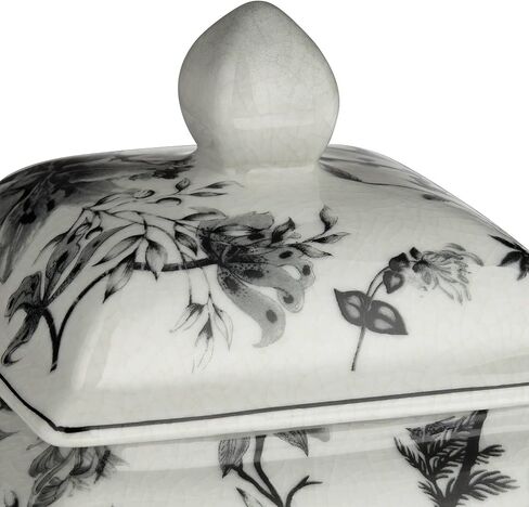 Prentiss 7 1/4" High Black and White Cottage Core Ceramic Ginger Jar with Lid - Dahlia Studios in Saudi Arabia