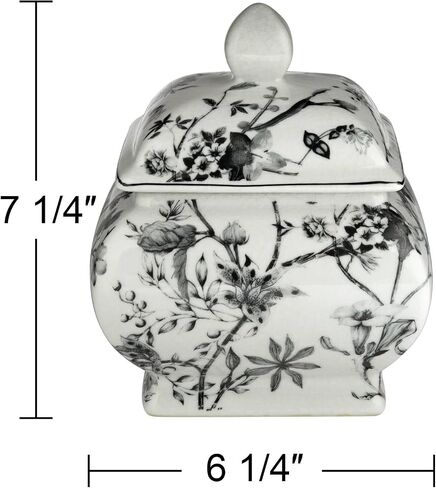 Prentiss 7 1/4" High Black and White Cottage Core Ceramic Ginger Jar with Lid - Dahlia Studios in Saudi Arabia