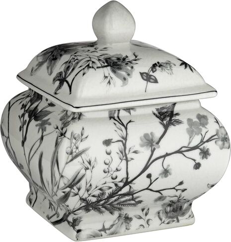 Prentiss 7 1/4" High Black and White Cottage Core Ceramic Ginger Jar with Lid - Dahlia Studios in Saudi Arabia