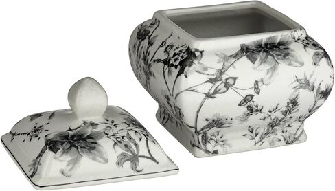 Prentiss 7 1/4" High Black and White Cottage Core Ceramic Ginger Jar with Lid - Dahlia Studios in Saudi Arabia