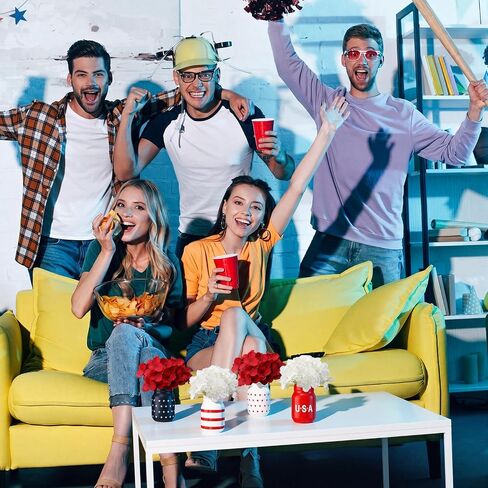 LemonRoad 4 قطع زخارف حفلات الرابع من يوليو، الجرار ميسون الوطنية، قطعة مركزية للطاولة 250 ذكرى سنوية، أحمر أبيض أزرق، الولايات المتحدة الأمريكية يوم الاستقلال، أغطية الطاولة مع زهور وهمية، حامل أواني، هدية، الجرار in Kuwait