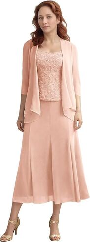 Mother of The Bride Dress for Women 3 Pieces Long Sleeves Chiffon Lace Appliques Formal Evening Party Gowns in Saudi Arabia