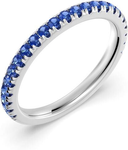 MSBLUE Blue Moissanite Wedding Band Ring for Women, Rhodium Plated Sterling Silver Eternity Band, Anniversary Ring in Saudi Arabia