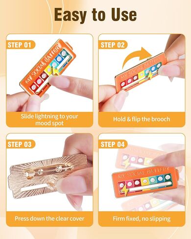 5Pcs Social Battery Slider Pin – Pull to Change Mood, 7-Level Funny Interactive Enamel Mood Badge for Introverts & Quiet People, Perfect for Backpack Lanyard Hat Work Vest Gift in Saudi Arabia