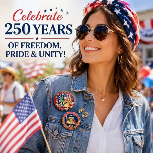 America 250 Anniversary Pin Patriotic Brooch Lapel Pin 4th of July Merchandise Celebration Jewelry Gifts for Women Men in Saudi Arabia