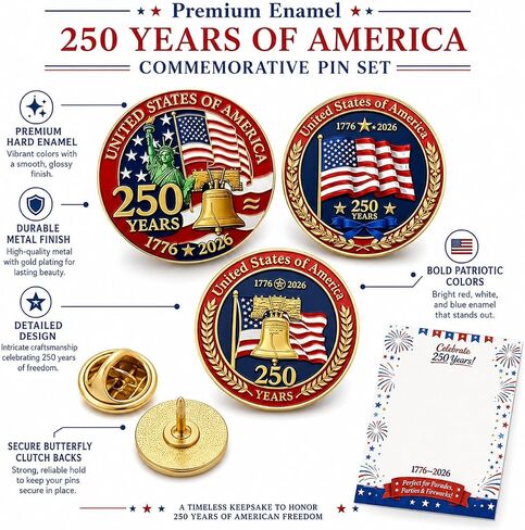 America 250 Anniversary Pin Patriotic Brooch Lapel Pin 4th of July Merchandise Celebration Jewelry Gifts for Women Men in Saudi Arabia