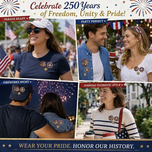America 250 Anniversary Pin Patriotic Brooch Lapel Pin 4th of July Merchandise Celebration Jewelry Gifts for Women Men in Saudi Arabia