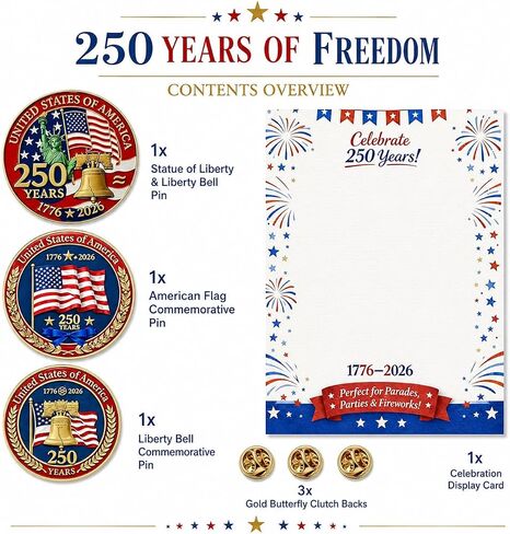America 250 Anniversary Pin Patriotic Brooch Lapel Pin 4th of July Merchandise Celebration Jewelry Gifts for Women Men in Saudi Arabia