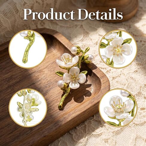 Elegant Pearl Flower Brooches Pin for Women, Green Floral Lapel Brooch for Coat Bag, Vintage Pearl Flower Brooches Pin, Dress Accessories, Gift for Woman for Her Birthday in Saudi Arabia
