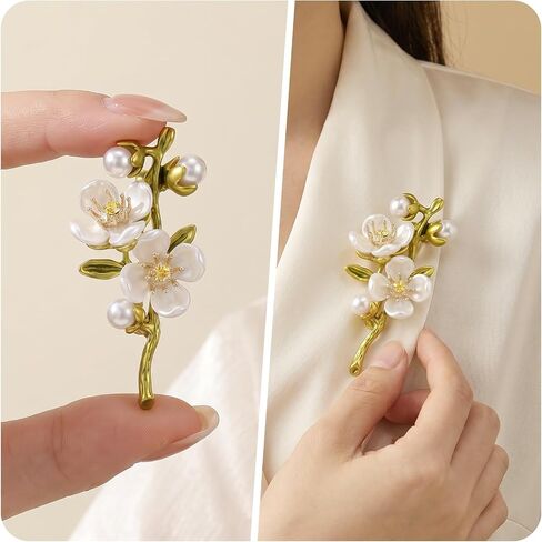 Elegant Pearl Flower Brooches Pin for Women, Green Floral Lapel Brooch for Coat Bag, Vintage Pearl Flower Brooches Pin, Dress Accessories, Gift for Woman for Her Birthday in Saudi Arabia