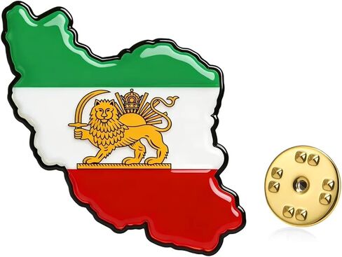 TEAMER Historical Iran Flag Lapel Pins Stainless Steel Persian Lion & Sun Brooch Pins Iran Map Brooch Persian Jewelry For Women Men in Kuwait