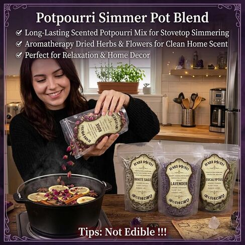 Extra Large Dried Flowers Kit 4pcs - Witchcraft Herbs for Spells Magic, Rituals, DIY Crafts, Potpourri Simmer Pot,Candle Soap Making-Lavender 2.82oz, Rose 3.52oz, White Sage 2.82oz, Eucalyptus 6 oz in Saudi Arabia