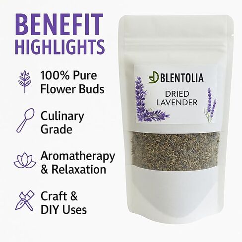 Dried Lavender – Premium Culinary Grade Lavender Buds – Whole Natural Flowers for Tea, Baking, Crafts, Skincare & Aromatherapy – 1.76 oz / 50g in Saudi Arabia