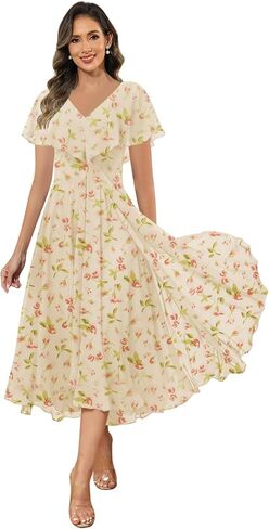 Women's Short Sleeve Mother of The Bride Dresses Lace Appliques Formal Dress Pleated Chiffon Wedding Guest Dress in Saudi Arabia