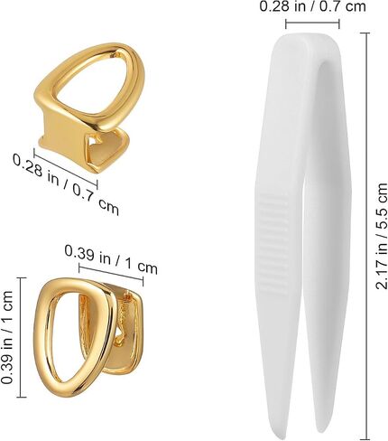 FAVOMOTO 2PCS Gold Plated Single Tooth Cap, Metal Grills Hip Hop Teeth Plain Caps Grills Party Costume Accessories for Teeth Mouth Men Women in Kuwait