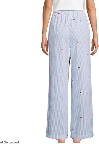 Lands' End Women's Poplin Wide Leg Sleep Pants in Kuwait