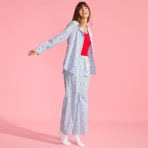 Lands' End Women's Poplin Wide Leg Sleep Pants in Kuwait
