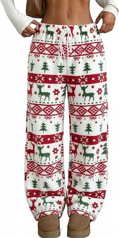 Womens Cheetah Print Fuzzy Fleece Pajama Pants Y2K Leopard Pants with Pockets Elastic Waist Warm Pj Bottoms in Saudi Arabia