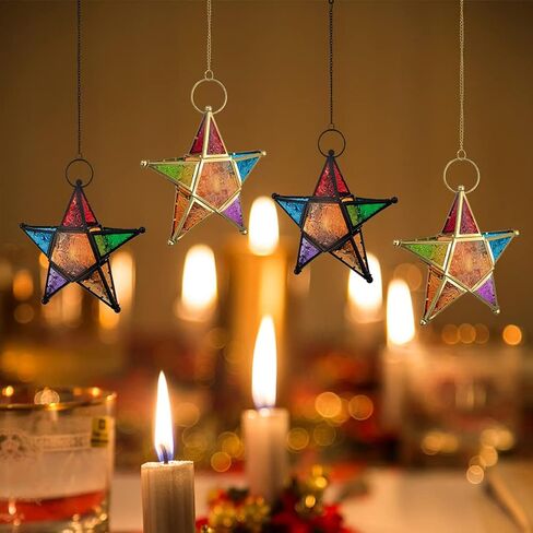 Hanging Star Tealight Candle Holder, Morocco Art Candle Stand, Decorative Lantern for Home, Dining Table, Living Room, Coffee, Table Centerpiece in Saudi Arabia