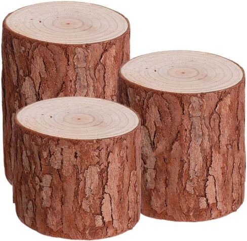 STOBAZA 3pcs Decorative Wooden Stakes Small Tree Stand Base Tree Stump Candelabras Tea Light Candle Holders Candle Stick Holder Wood Stump Prop Wooden Tea Light Holder Brown Chinese Fir in Kuwait