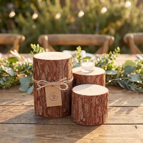 STOBAZA 3pcs Decorative Wooden Stakes Small Tree Stand Base Tree Stump Candelabras Tea Light Candle Holders Candle Stick Holder Wood Stump Prop Wooden Tea Light Holder Brown Chinese Fir in Kuwait