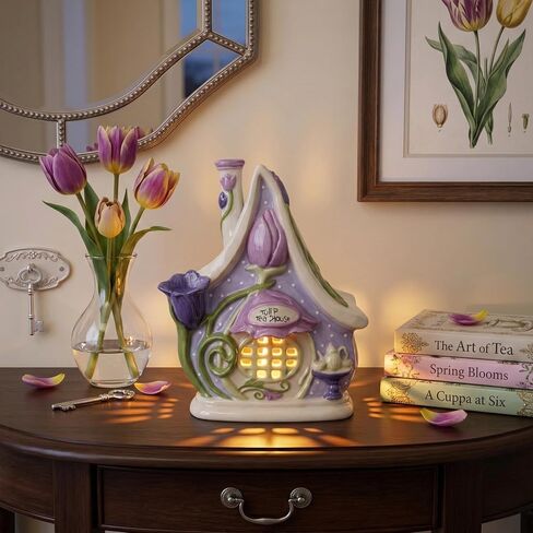 Blue Sky Clayworks Tulip Tea House Candle House, 6.375" L x 5.25" W x 7.75" H in Kuwait