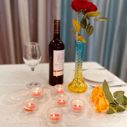 Clear Glass Tea Light Candle Holder, Tabletop Centrepiece Decor Set of 6 | Votive Tealight for Wedding Reception, Home Dining, Birthday Party and Christmas Holiday in Saudi Arabia