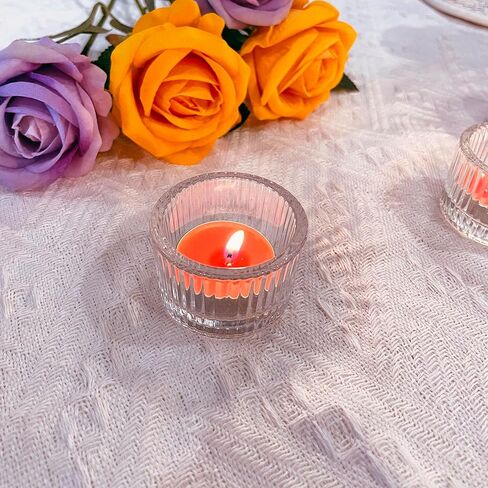 Clear Glass Tea Light Candle Holder, Tabletop Centrepiece Decor Set of 6 | Votive Tealight for Wedding Reception, Home Dining, Birthday Party and Christmas Holiday in Saudi Arabia