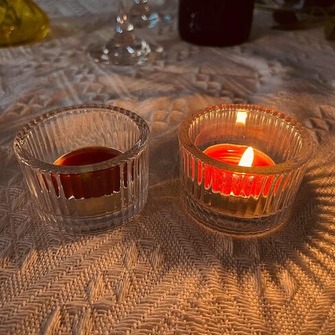 Clear Glass Tea Light Candle Holder, Tabletop Centrepiece Decor Set of 6 | Votive Tealight for Wedding Reception, Home Dining, Birthday Party and Christmas Holiday in Saudi Arabia