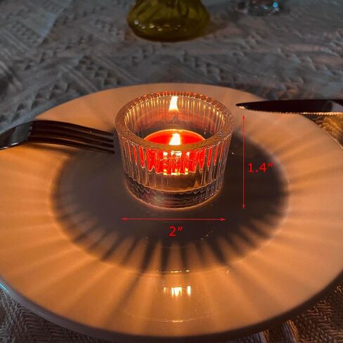 Clear Glass Tea Light Candle Holder, Tabletop Centrepiece Decor Set of 6 | Votive Tealight for Wedding Reception, Home Dining, Birthday Party and Christmas Holiday in Saudi Arabia