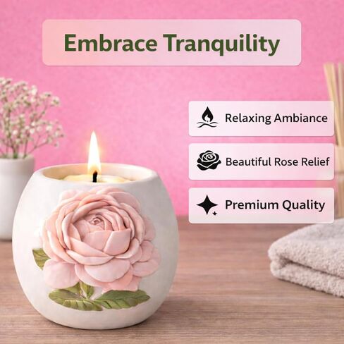 Pink Rose Votive Tea Light Candle Holder & Mini Planter Pot – 4" Wx3.5 H – Decorative Floral Candle Holder – Toothbrush, Pen, Pencil and Makeup Brush Holder – Home Table Décor Gift by SassyXpressions in Kuwait