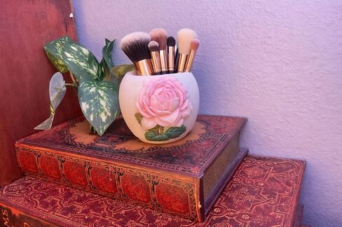 Pink Rose Votive Tea Light Candle Holder & Mini Planter Pot – 4" Wx3.5 H – Decorative Floral Candle Holder – Toothbrush, Pen, Pencil and Makeup Brush Holder – Home Table Décor Gift by SassyXpressions in Kuwait