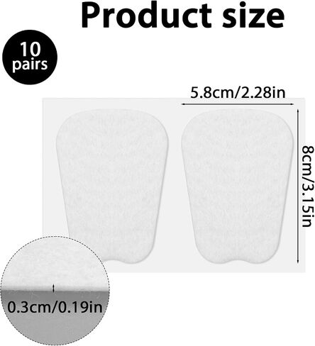 10 Pairs Tongue Pads, Felt Tongue Pads for Loafers, Soft Adhesive Thick Shoe Tongues Pad for Men and Women,White in Kuwait