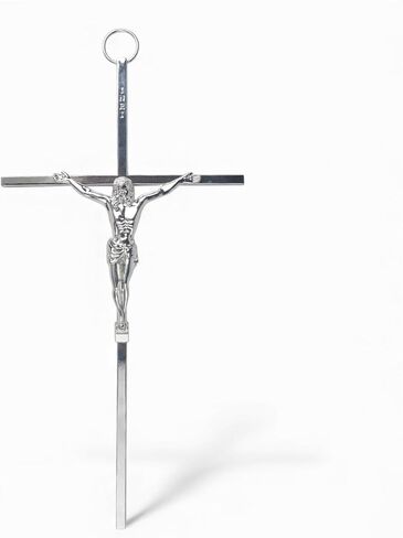 Aura Zen Store Silver Metal Crucifix 7" | Catholic Jesus Wall Cross for Home, Prayer, Funeral & Coffin Use | Durable Silver-Plated Alloy Religious Cruz for Devotion & Protection in Kuwait