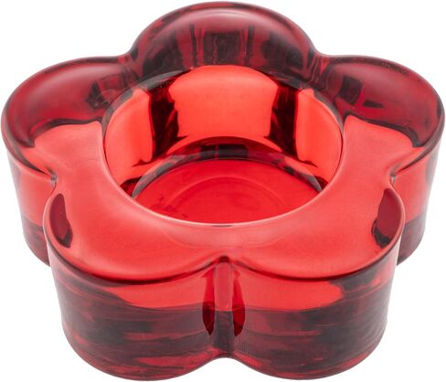 Karma, Glass Flower Tealight Holder, Chunky Candle Holder Votive for Home and Party Decor, Wedding Table Centerpiece, Red in Kuwait