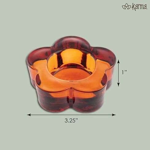 Karma, Glass Flower Tealight Holder, Chunky Candle Holder Votive for Home and Party Decor, Wedding Table Centerpiece, Red in Kuwait