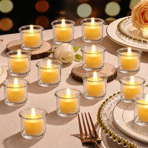 Mumufy 100 حزمة من الزجاج الشفاف حامل شموع Tealight، حامل شموع محار زجاجي شفاف مكتنز للشفاه لتزيين حفلات الزفاف بالجملة، ديكور منزلي للعطلات والكريسماس in Kuwait